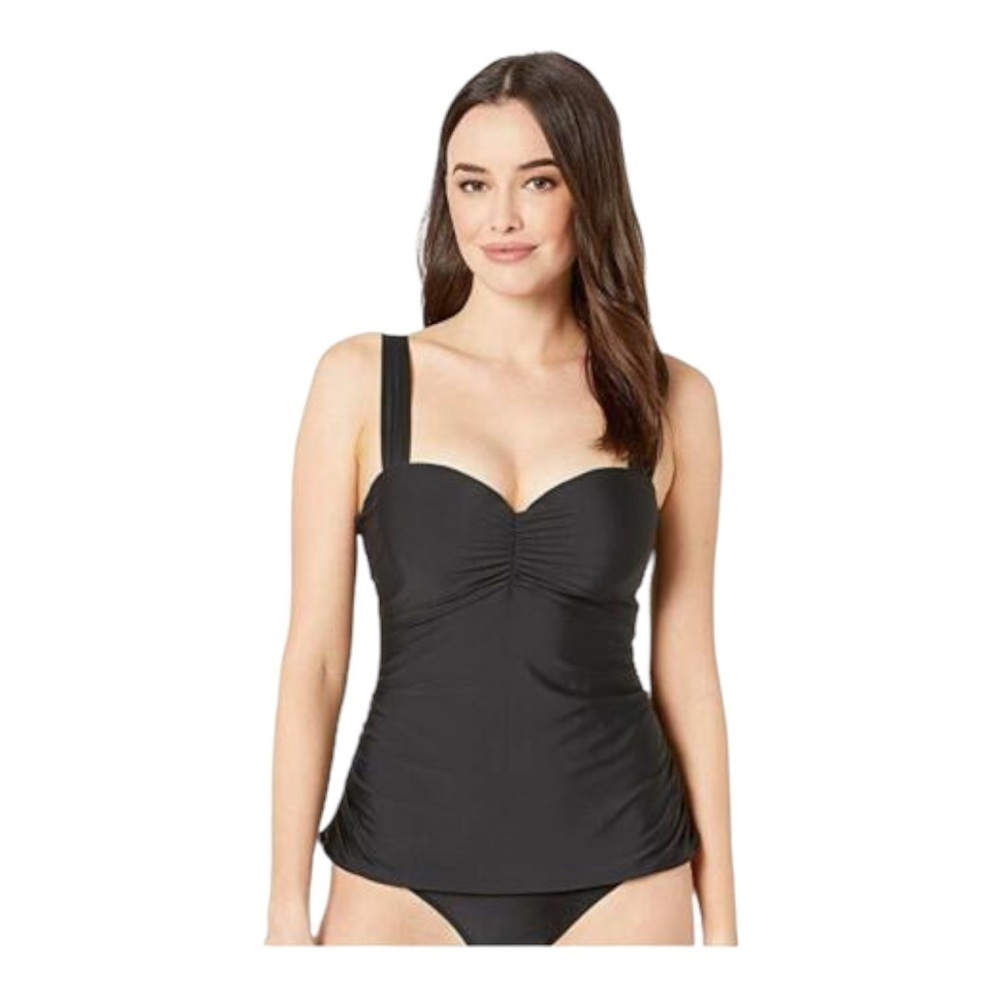 𝅺ATHENA Womens Solid Underwire Tankini black 33B/C